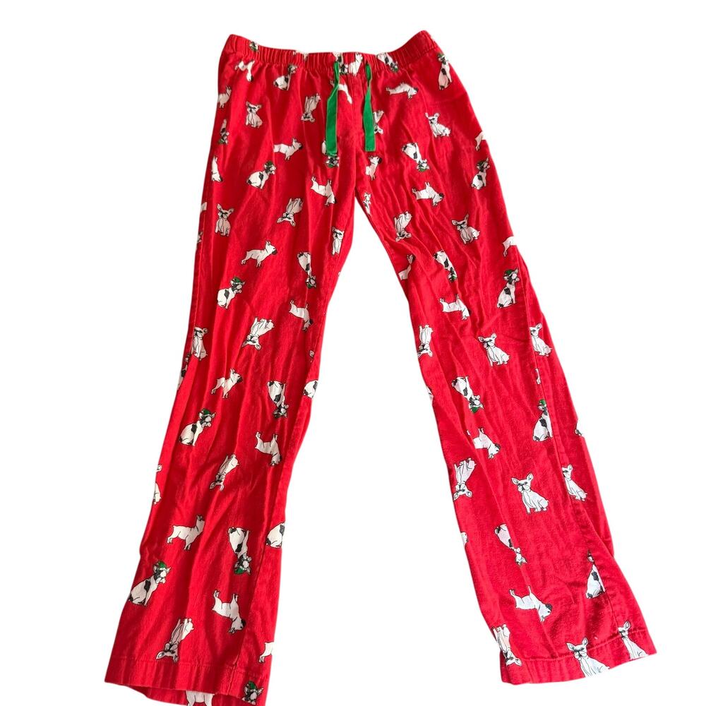 Old Navy Red Christmas Bulldog Pajama Bottoms Size Small
